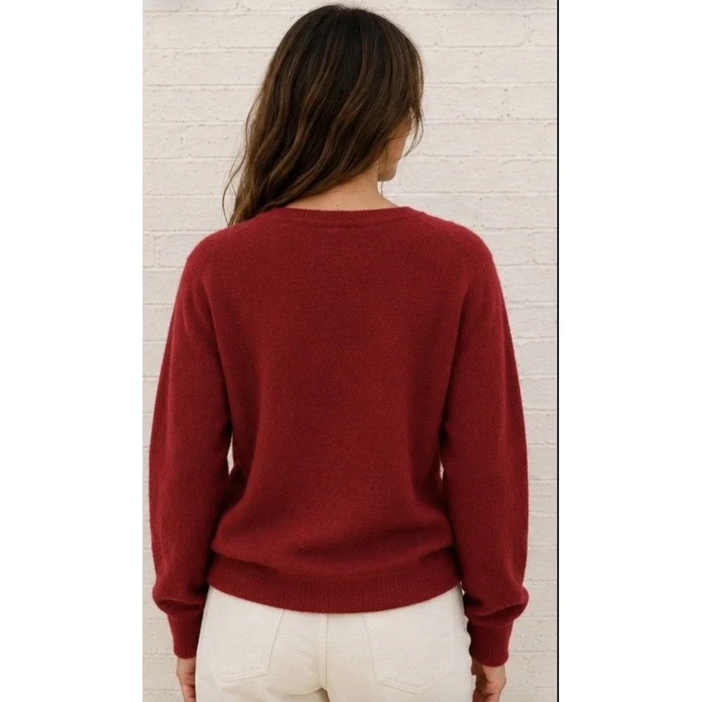 Handmade Peruvian Connection 100% Alpaca V Neck Sweater Red Womens Unisex Size M